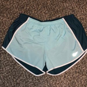 Light and dark teal shorts